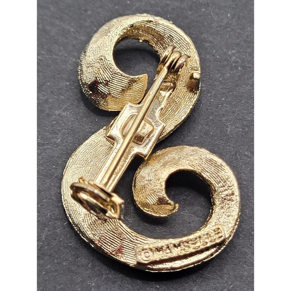 Vintage Mamselle Brooch Womens Gold Tone Swirl Design Jewelry - Picture 2 of 8